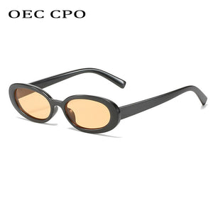 OEC CPO Small Oval Sunglasses Women Brand Designer Elegant Sun Glasses Female Personality Eyeglasses UV400 Oculos