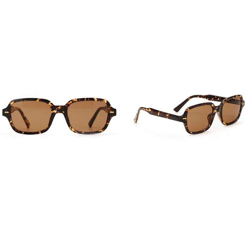 Fashion Unisex Square Sunglasses Men Women Fashion Small Frame Yellow Sunglasses Female Retro Rivet Glasses UV400
