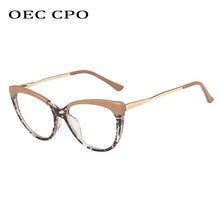 Load image into Gallery viewer, OEC CPO Ladies Optical Cat eye Glasses Women Prescription Eyewear Frame Female Vintage Metal Clear Lens Spectacles O1164