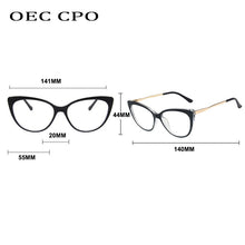 Load image into Gallery viewer, OEC CPO Ladies Optical Cat eye Glasses Women Prescription Eyewear Frame Female Vintage Metal Clear Lens Spectacles O1164