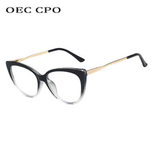 Load image into Gallery viewer, OEC CPO Ladies Optical Cat eye Glasses Women Prescription Eyewear Frame Female Vintage Metal Clear Lens Spectacles O1164
