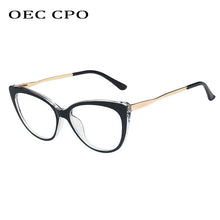 Load image into Gallery viewer, OEC CPO Ladies Optical Cat eye Glasses Women Prescription Eyewear Frame Female Vintage Metal Clear Lens Spectacles O1164