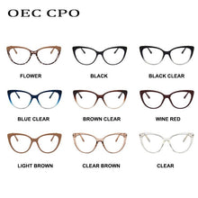 Load image into Gallery viewer, OEC CPO Ladies Optical Cat eye Glasses Women Prescription Eyewear Frame Female Vintage Metal Clear Lens Spectacles O1164