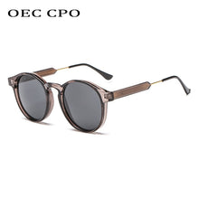 Load image into Gallery viewer, OEC CPO Male Classic Round Sunglasses Men Retro Grey Frame SunGlasses Women Brand Design Gold Alloy Leg Unisex UV400  O130