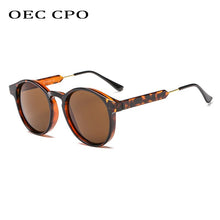 Load image into Gallery viewer, OEC CPO Male Classic Round Sunglasses Men Retro Grey Frame SunGlasses Women Brand Design Gold Alloy Leg Unisex UV400  O130