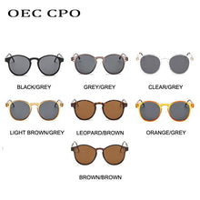 Load image into Gallery viewer, OEC CPO Male Classic Round Sunglasses Men Retro Grey Frame SunGlasses Women Brand Design Gold Alloy Leg Unisex UV400  O130