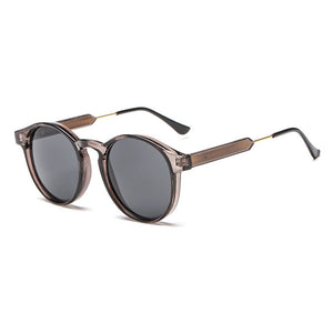 OEC CPO Male Classic Round Sunglasses Men Retro Grey Frame SunGlasses Women Brand Design Gold Alloy Leg Unisex UV400  O130