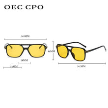 Load image into Gallery viewer, OEC CPO Square Sunglasses Unique Yellow Color Glasses Female Outdoor Ocean Blue Green Party Eyewear UV400 Oculos