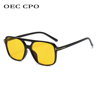 OEC CPO Square Sunglasses Unique Yellow Color Glasses Female Outdoor Ocean Blue Green Party Eyewear UV400 Oculos