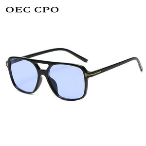 OEC CPO Square Sunglasses Unique Yellow Color Glasses Female Outdoor Ocean Blue Green Party Eyewear UV400 Oculos