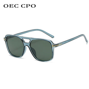 OEC CPO Square Sunglasses Unique Yellow Color Glasses Female Outdoor Ocean Blue Green Party Eyewear UV400 Oculos
