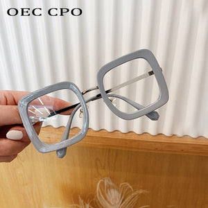 OEC CPO Occhiali quadrati overside Donna Uomo Montature per occhiali ottici trasparenti Occhiali da vista trasparenti femminili 0631 