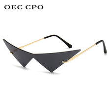 Load image into Gallery viewer, Oversized Cat eye Rimless Sunglasses Women Fashion One Piece Lens Sun Glasses Female Trend Triangle Eyewear Men UV400