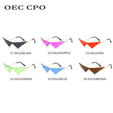 Load image into Gallery viewer, Oversized Cat eye Rimless Sunglasses Women Fashion One Piece Lens Sun Glasses Female Trend Triangle Eyewear Men UV400