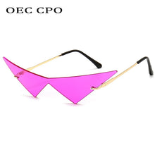 Load image into Gallery viewer, Oversized Cat eye Rimless Sunglasses Women Fashion One Piece Lens Sun Glasses Female Trend Triangle Eyewear Men UV400