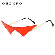 Load image into Gallery viewer, Oversized Cat eye Rimless Sunglasses Women Fashion One Piece Lens Sun Glasses Female Trend Triangle Eyewear Men UV400