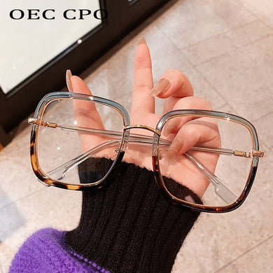 OEC CPO Oversized Clear Square Glasses Women Anti-Blue Optical Glasses Frames Classic Plastic Eyeglasses Frames Eyewear
