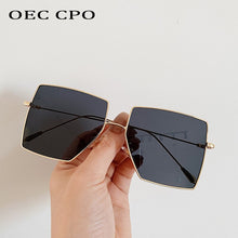 Carica l&#39;immagine nel visualizzatore di Gallery, OEC CPO Oversized Square Sunglasses Women Transparent Shades Sunglasses Men Flat Top Alloy Eyewear UV400 Gafas de sol