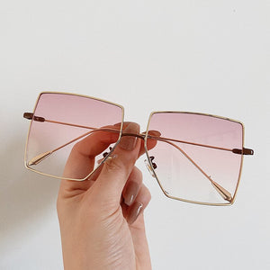 OEC CPO Oversized Square Sunglasses Women Transparent Shades Sunglasses Men Flat Top Alloy Eyewear UV400 Gafas de sol