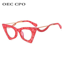 Load image into Gallery viewer, OEC CPO Retro Cat Eye Optical Glasses Frames Women Clear Lens Glasses Female Prescription Eyeglasses Frame E678