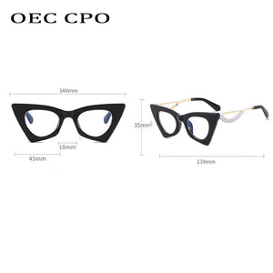 OEC CPO Retro Cat Eye Optical Glasses Frames Women Clear Lens Glasses Female Prescription Eyeglasses Frame E678