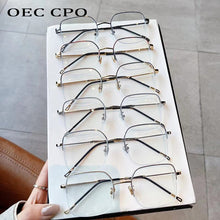 Carica l&#39;immagine nel visualizzatore di Gallery, OEC CPO Semi-Rimless Clear Lens Glasses Women Retro Optical Eyeglass Frame Female Metal Half frame Spectacle Eyewear Frames