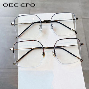 OEC CPO Semi-Rimless Clear Lens Glasses Women Retro Optical Eyeglass Frame Female Metal Half frame Spectacle Eyewear Frames