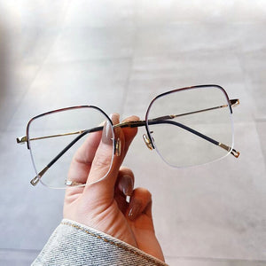 OEC CPO Semi-Rimless Clear Lens Glasses Women Retro Optical Eyeglass Frame Female Metal Half frame Spectacle Eyewear Frames