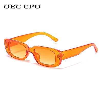 OEC CPO Small Square Sunglasses Women Plastic Frame Orange Gradient Sunglasses Female Trendy Brand Designer Eyeglasses UV400