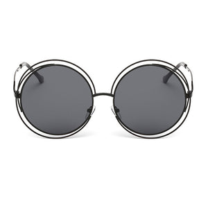 OEC CPO Vintage Ladies Round Sunglasses Women Metal Big Frame Sun Glasses Female Goggles Oculos De Sol O12