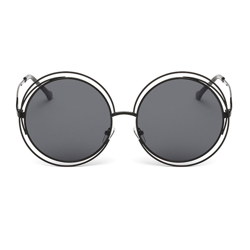 OEC CPO Vintage Ladies Round Sunglasses Women Metal Big Frame Sun Glasses Female Goggles Oculos De Sol O12