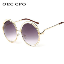 Load image into Gallery viewer, OEC CPO Vintage Ladies Round Sunglasses Women Metal Big Frame Sun Glasses Female Goggles Oculos De Sol O12