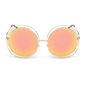 OEC CPO Vintage Ladies Round Sunglasses Women Metal Big Frame Sun Glasses Female Goggles Oculos De Sol O12