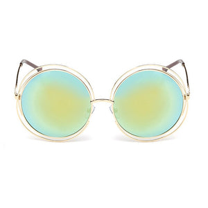 OEC CPO Vintage Ladies Round Sunglasses Women Metal Big Frame Sun Glasses Female Goggles Oculos De Sol O12