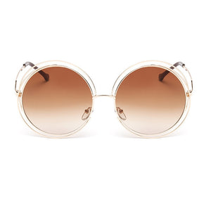 OEC CPO Vintage Ladies Round Sunglasses Women Metal Big Frame Sun Glasses Female Goggles Oculos De Sol O12
