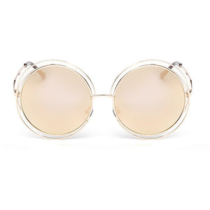 OEC CPO Vintage Ladies Round Sunglasses Women Metal Big Frame Sun Glasses Female Goggles Oculos De Sol O12