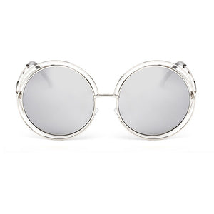 OEC CPO Vintage Ladies Round Sunglasses Women Metal Big Frame Sun Glasses Female Goggles Oculos De Sol O12