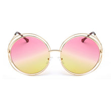 Load image into Gallery viewer, OEC CPO Vintage Ladies Round Sunglasses Women Metal Big Frame Sun Glasses Female Goggles Oculos De Sol O12