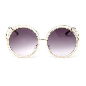 OEC CPO Vintage Ladies Round Sunglasses Women Metal Big Frame Sun Glasses Female Goggles Oculos De Sol O12