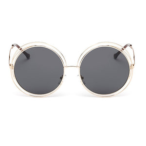 OEC CPO Vintage Ladies Round Sunglasses Women Metal Big Frame Sun Glasses Female Goggles Oculos De Sol O12