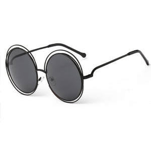 OEC CPO Vintage Ladies Round Sunglasses Women Metal Big Frame Sun Glasses Female Goggles Oculos De Sol O12