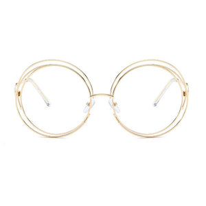 OEC CPO Vintage Ladies Round Sunglasses Women Metal Big Frame Sun Glasses Female Goggles Oculos De Sol O12