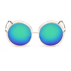 OEC CPO Vintage Ladies Round Sunglasses Women Metal Big Frame Sun Glasses Female Goggles Oculos De Sol O12