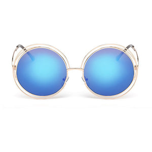 OEC CPO Vintage Ladies Round Sunglasses Women Metal Big Frame Sun Glasses Female Goggles Oculos De Sol O12