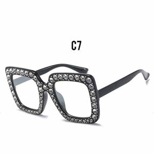 OFIR  Diamond Square Sunglasses  Women Brand Size Crystal Sun Glasses Ladies 2023 Gradient Oculos Mirror Shades NE53