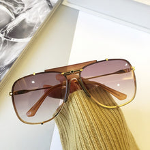 Load image into Gallery viewer, OIMG Green Brown Uv400 Sunglasses for Women  Brand Alloy Pilot Driving Sun Glasses Men Retro Black Oval Big Eyewear