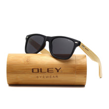 Load image into Gallery viewer, OLEY  Brand Bamboo Leg Polarized Sunglasses men Classic Square goggle  Retro Female sun glasses Customizable logo YZ2140