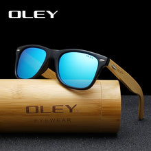 Load image into Gallery viewer, OLEY  Brand Bamboo Leg Polarized Sunglasses men Classic Square goggle  Retro Female sun glasses Customizable logo YZ2140