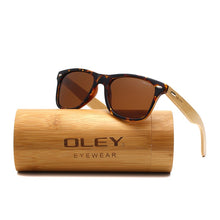 Load image into Gallery viewer, OLEY  Brand Bamboo Leg Polarized Sunglasses men Classic Square goggle  Retro Female sun glasses Customizable logo YZ2140