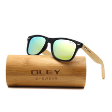 Load image into Gallery viewer, OLEY  Brand Bamboo Leg Polarized Sunglasses men Classic Square goggle  Retro Female sun glasses Customizable logo YZ2140